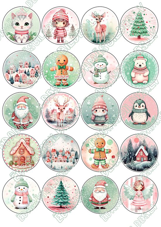 Chocolate Transfer Sheets "Ziemassvētki Nr 8", aplīši 5 cm